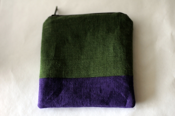 zip pouch purple green